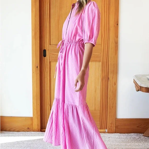 EMERSON FRY LUCY DRESS - PINK GOLD DOT LUREX - Picture 2 of 10